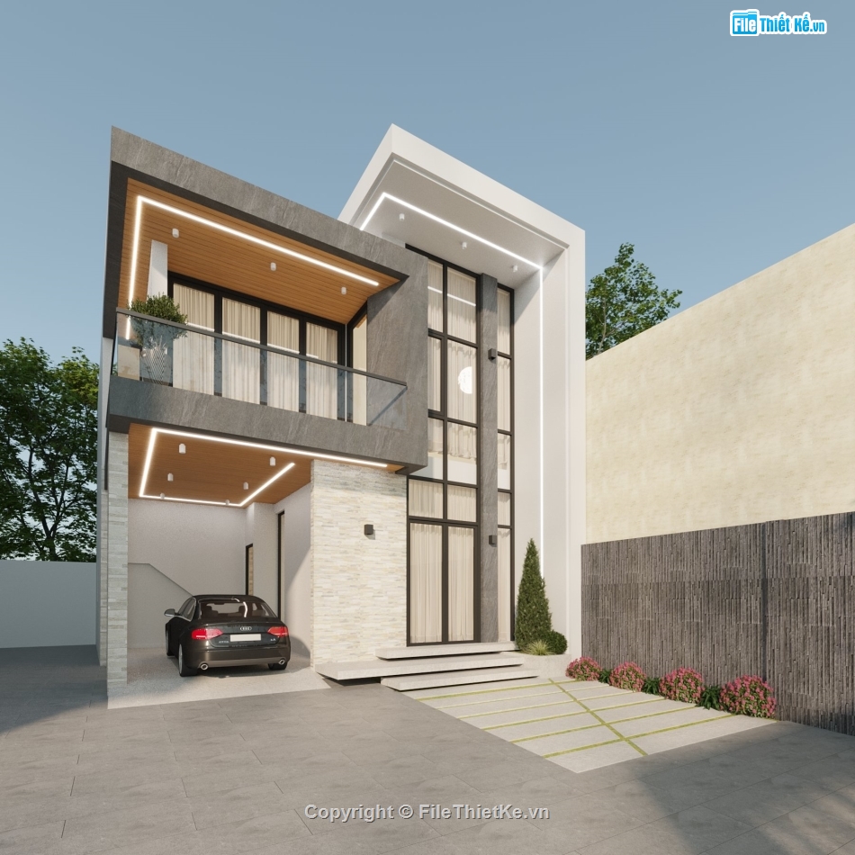 Bản vẽ thiết kế nhà,Biệt thự 2 tầng hiện đại,Biệt thự hiện đại,Biệt thự 2 tầng,Biệt thự 2 tầng 8.3x12.5m